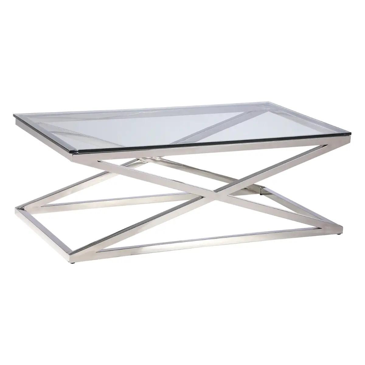 Stolik kawowy do sypialni New Yorker NY-CT1407S Cosmolight srebrny przezroczysty