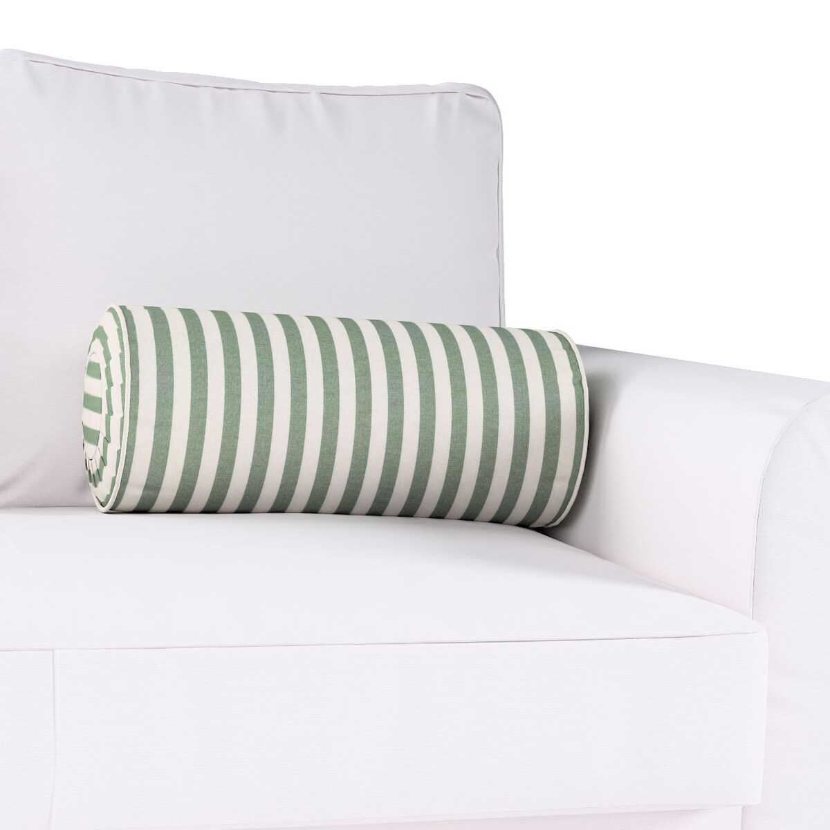 Poduszka wałek z zakładkami, zielono-białe pasy (1,5cm), Ø20 x 50 cm, Christmas