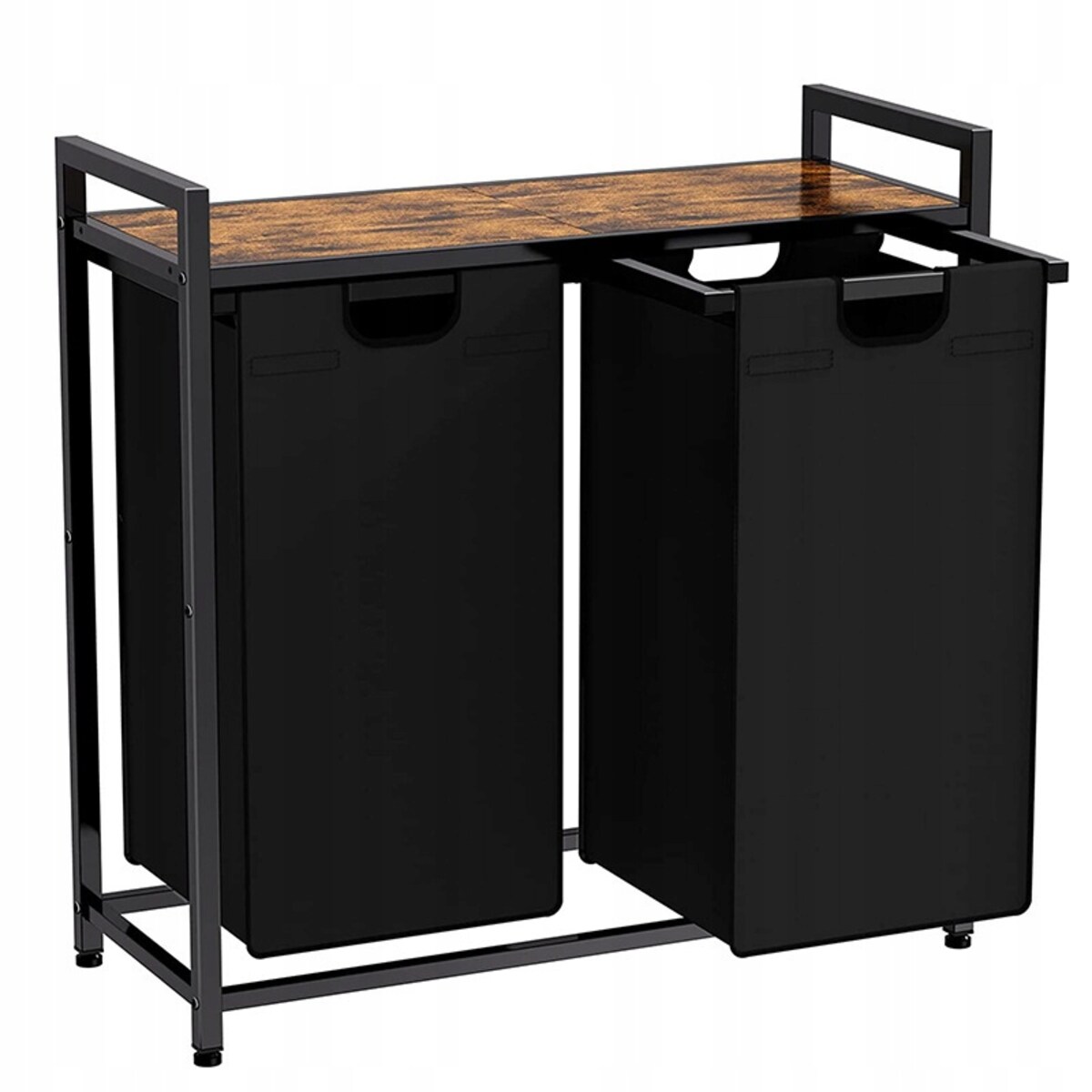 Kosz na pranie dwukomorowy duży z półką industrialny regał pojemnik loft