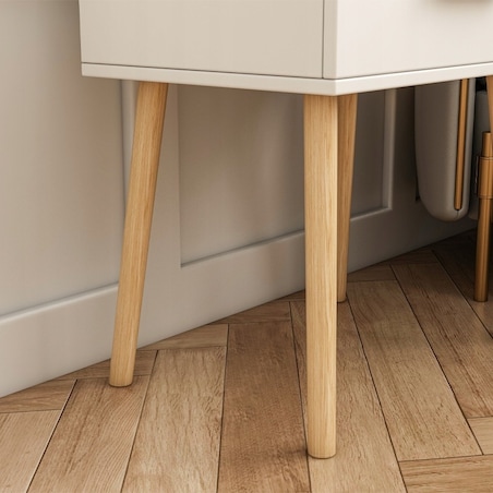 Szafka nocna biała stolik z szufladą skandynawski glamour sypialni loft