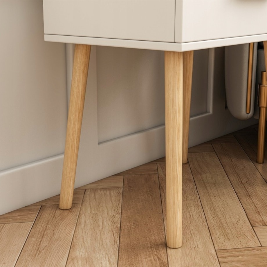 Szafka nocna biała stolik z szufladą skandynawski glamour sypialni loft