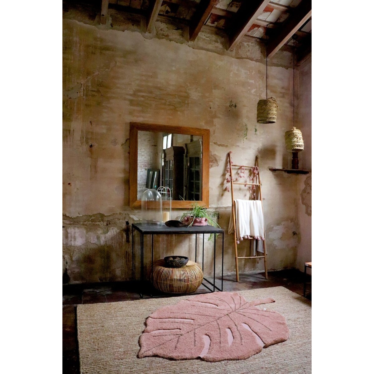 Dywan bawełniany Monstera Vintage Nude 120x180 cm Lorena Canals