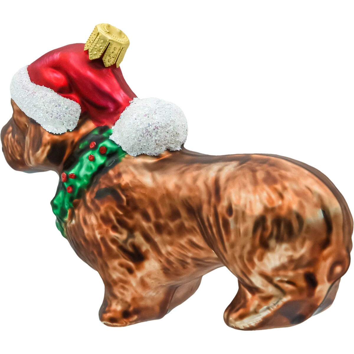 Bombka choinkowa szklana: Jamnik w czapce Mikołaja