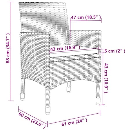 vidaXL 9-cz. zestaw mebli ogrodowych z poduszkami, rattan PE, szary