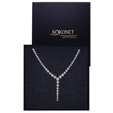 Elegancka kolia PREMIUM wysadzana w całości cyrkoniami BOGATA ozdobna ślub