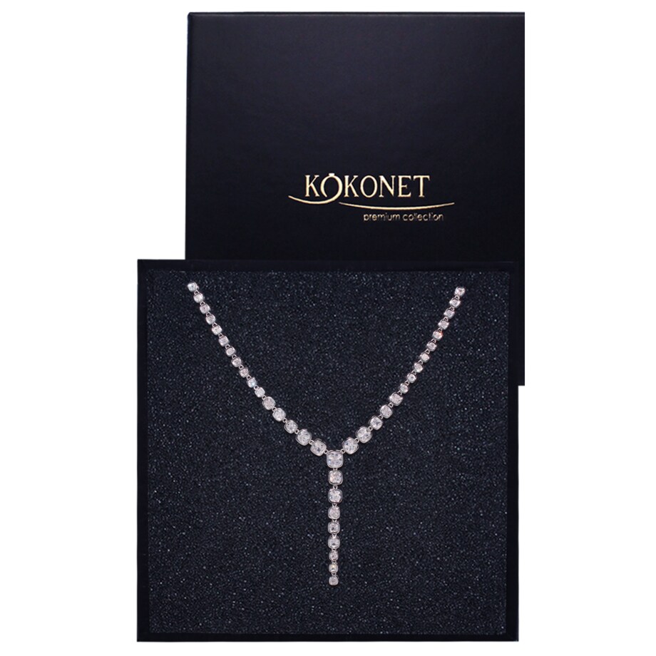 Elegancka kolia PREMIUM wysadzana w całości cyrkoniami BOGATA ozdobna ślub