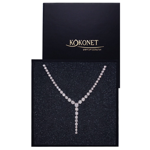 Elegancka kolia PREMIUM wysadzana w całości cyrkoniami BOGATA ozdobna ślub