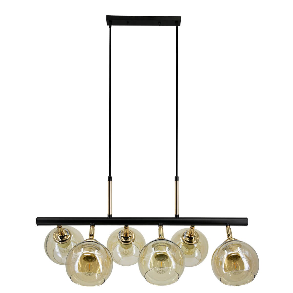 Wisząca lampa modernistyczna Piran 2208/6 BL TR salonowa gold black