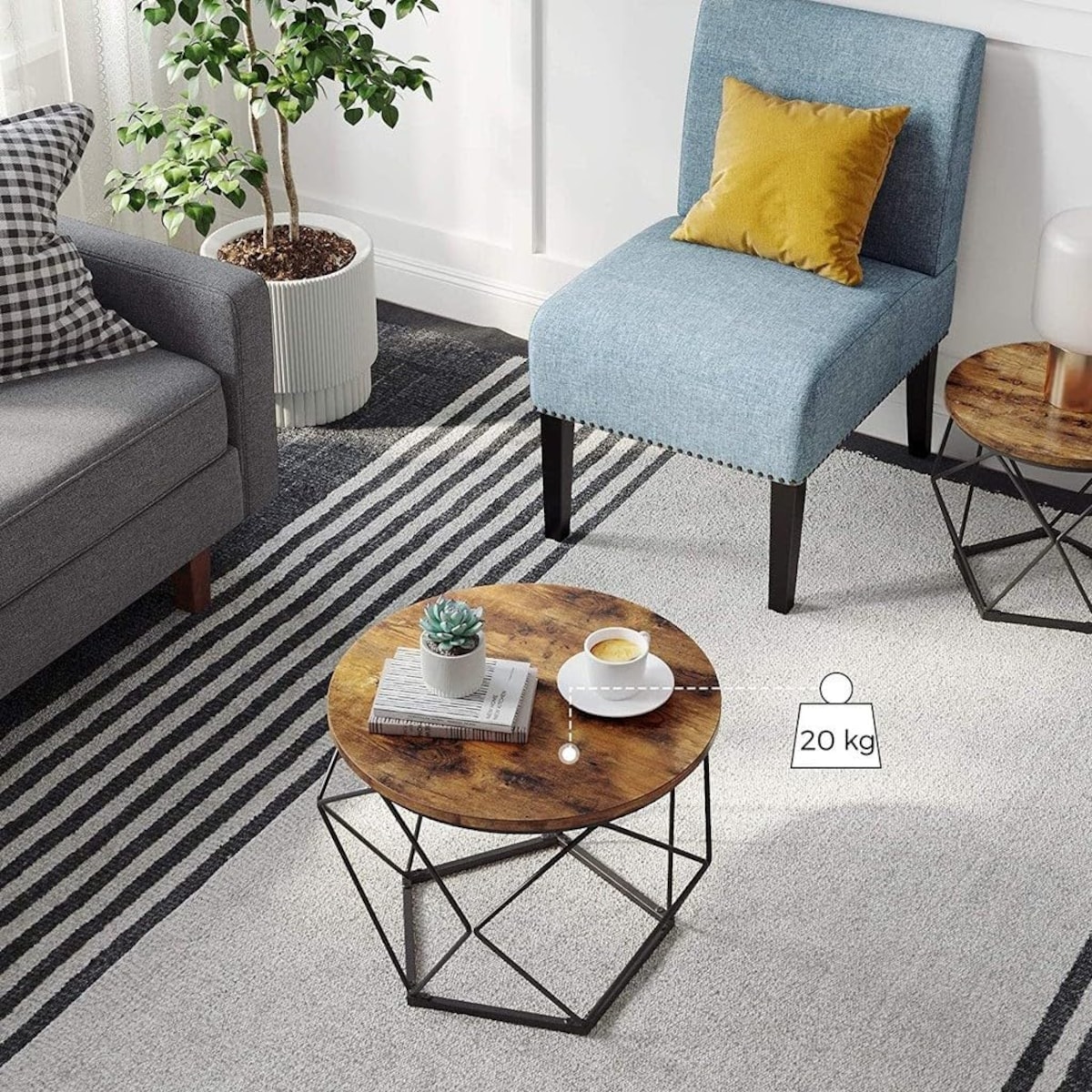 Stolik Kawowy 2Szt Rustykalny Brąz, Czarny