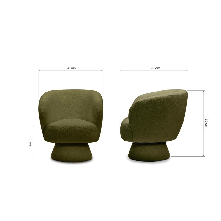 Fotel obrotowy 80x72x70 cm bouclé Nalf - VI oliwkowozielony