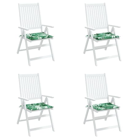 vidaXL Poduszki na krzesła, 4 szt., wzór w liście, 40x40x3 cm, tkanina