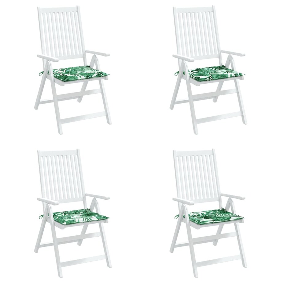 vidaXL Poduszki na krzesła, 4 szt., wzór w liście, 40x40x3 cm, tkanina