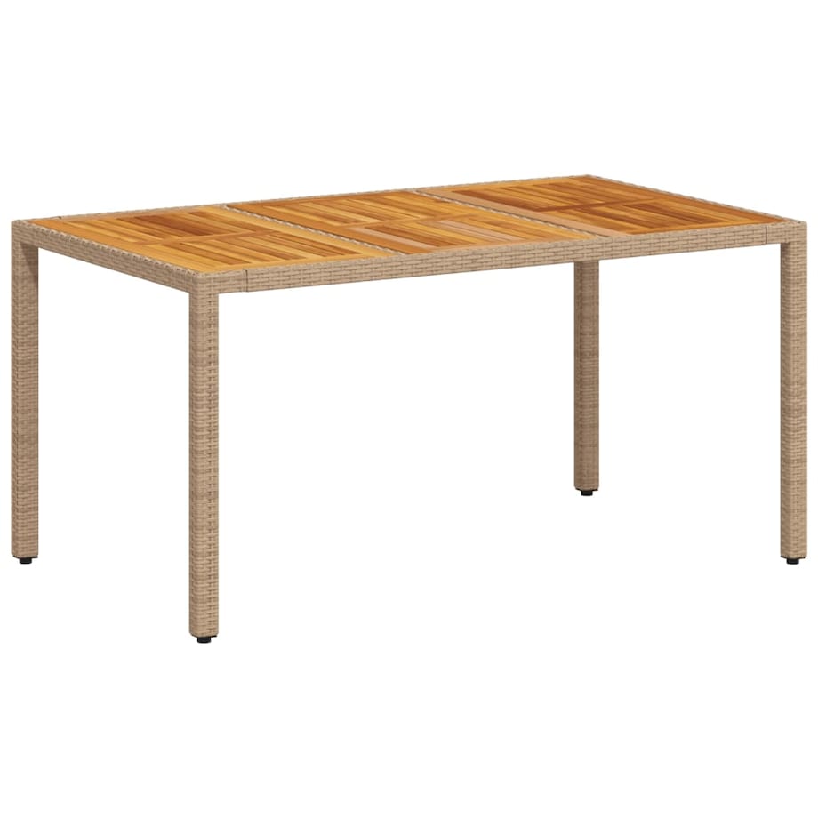 vidaXL Stół ogrodowy, beżowy 150x90x75 cm, rattan PE i drewno akacjowe
