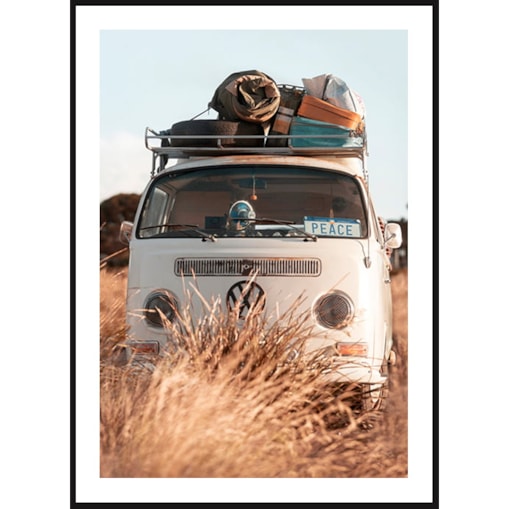 Poster Story, Plakat, Obraz - Podróżniczy Van z Bagażami na Dachu, wymiary 30 x 42 cm