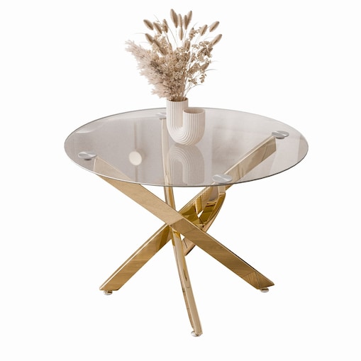 Stolik kawowy BEIRA ze szklanym blatem złoty chrom