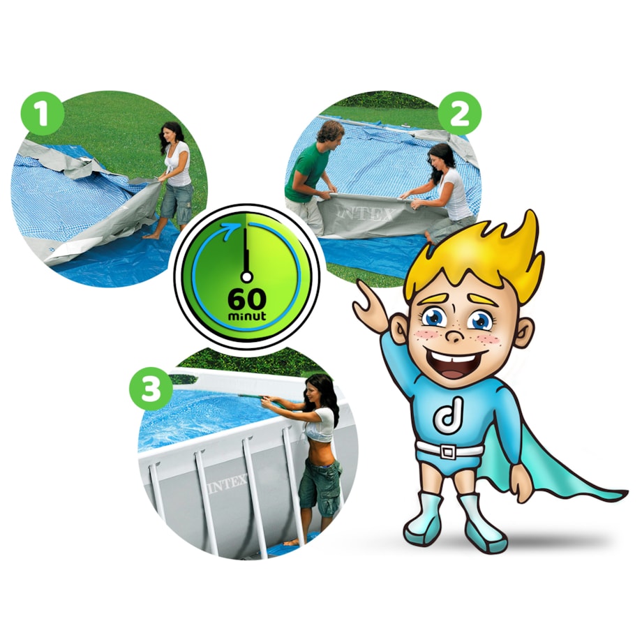 Basen ogrodowy stelażowy 488x244x107 cm INTEX zestaw 18w1