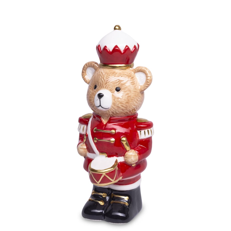 Figurka niedźwiadek 16x7x7 cm USO z biało-czerwonym ciasteczkiem na głowie