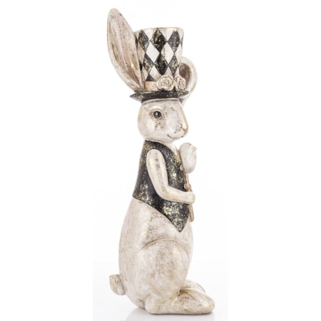 Figurka - królik 37,5x10x13 cm PAKO-3 w kamizelce i z tulipanem