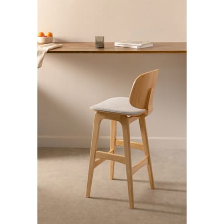 Krzesło barowe z drewna kauczukowego naturalne Canada 2 szt. 65 cm