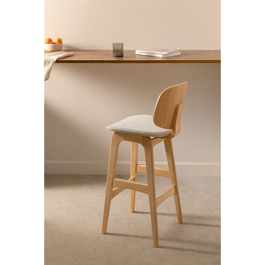 Krzesło barowe z drewna kauczukowego naturalne Canada 2 szt. 65 cm