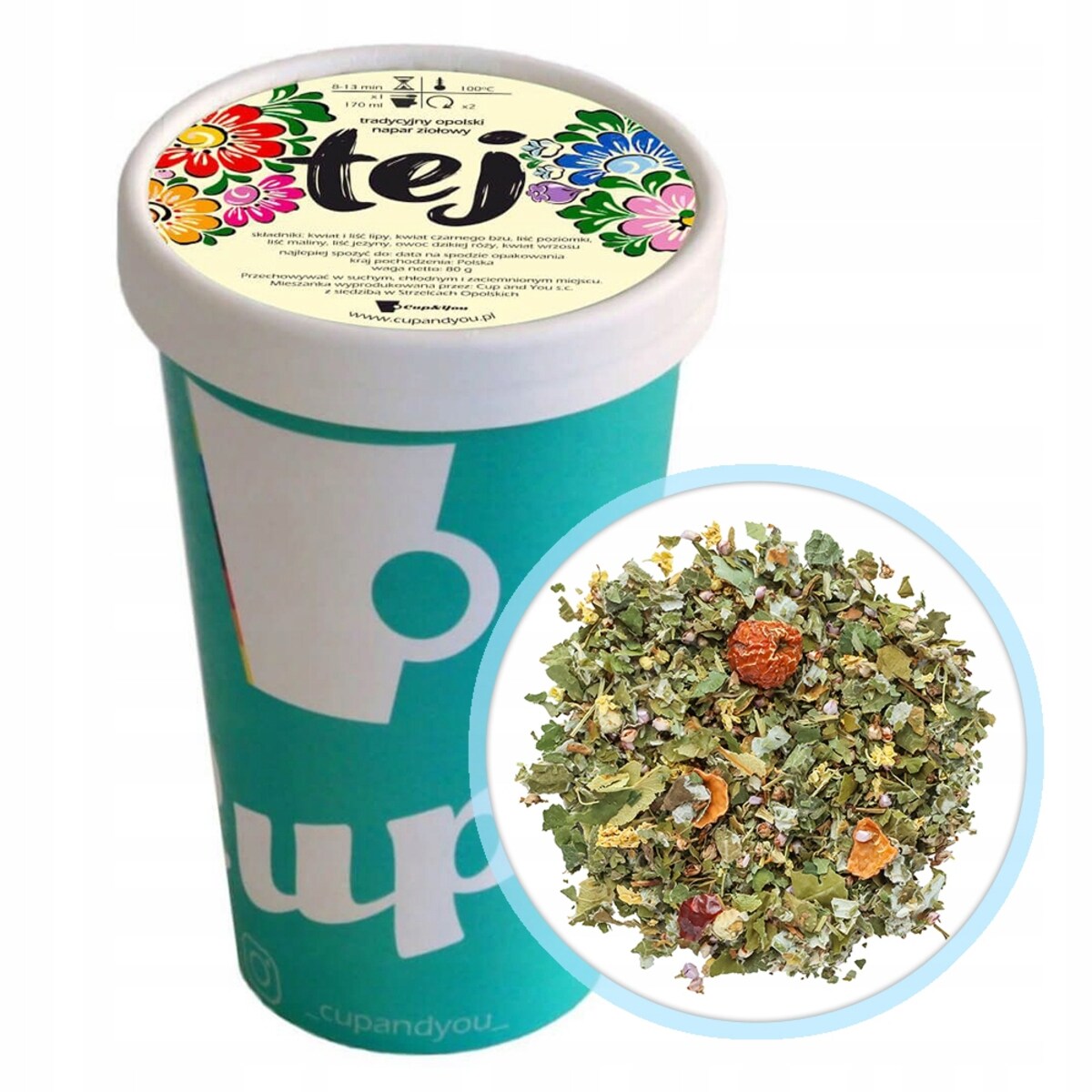 LIŚCIASTA HERBATA ZIOŁOWA TRADYCYJNY OPOLSKI TEJ OWOC DZIKIEJ RÓŻY 80g - herbata liściasta sypana mieszanka napar susz