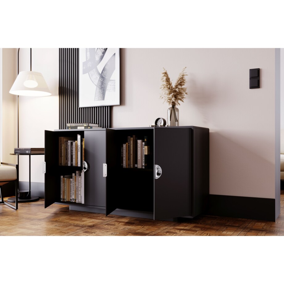 Czarna komoda Dancan LOTTA / szer. 139 cm