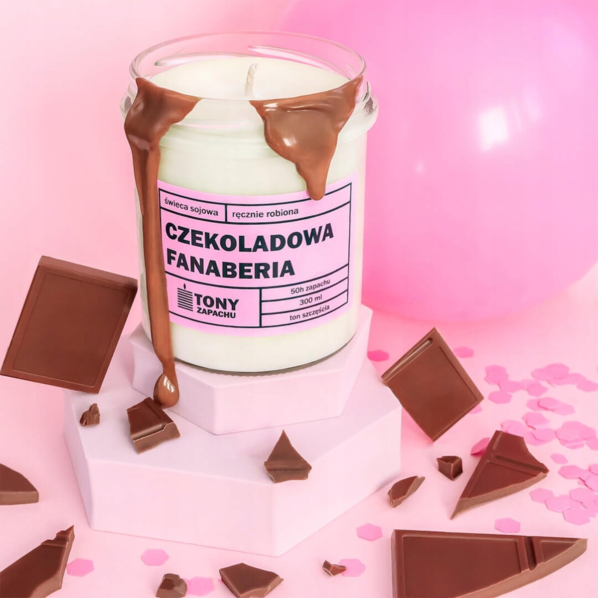 Naturalna świeca zapachowa sojowa w słoiku CZEKOLADOWA FANABERIA na prezent