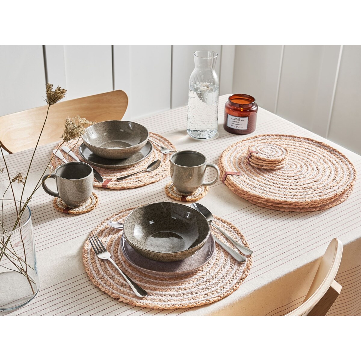 Zestaw 12 podkładek na stół QUININE Naturalny Juta
