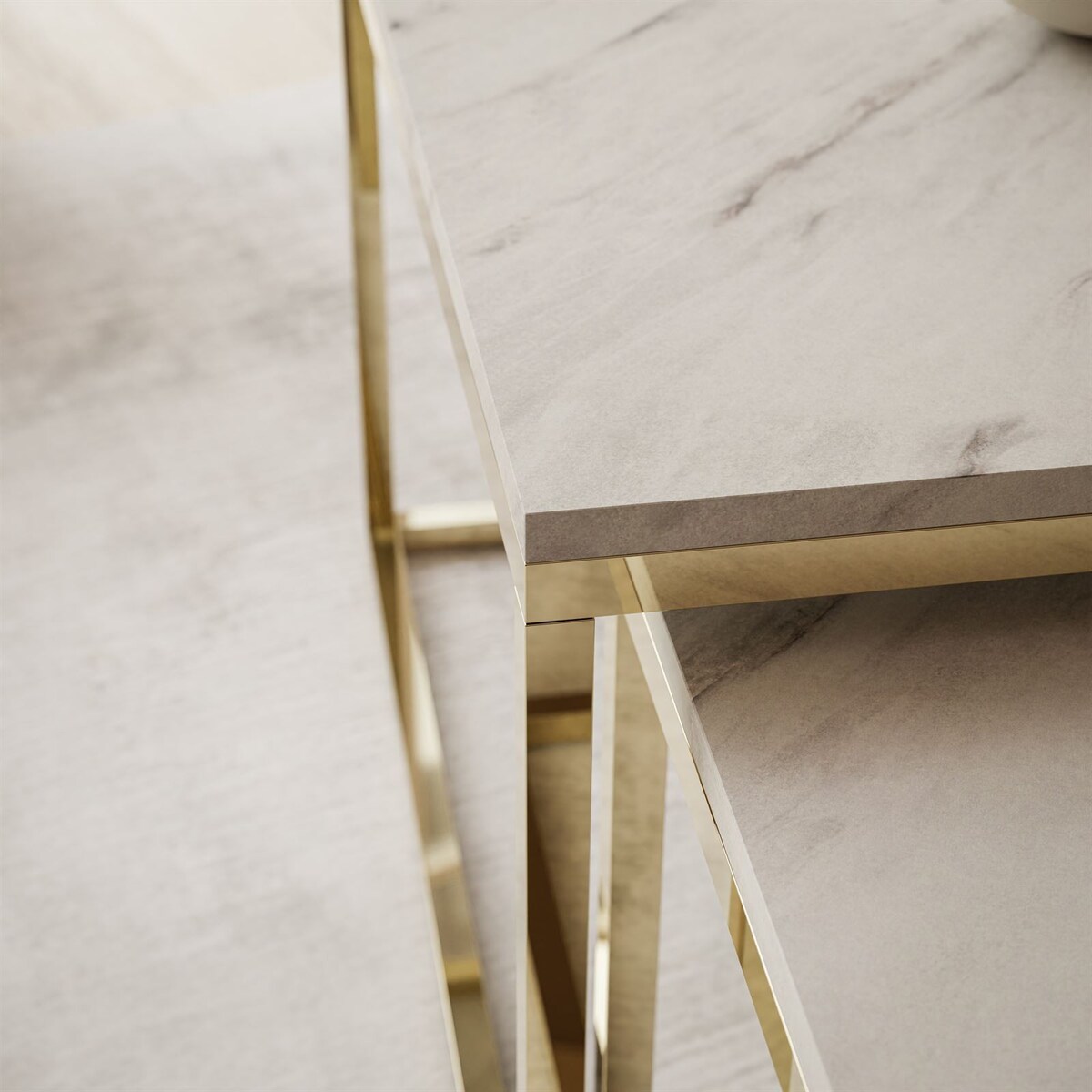 Stolik kawowy 2w1 YOSHI złoty chrom marmur levanto