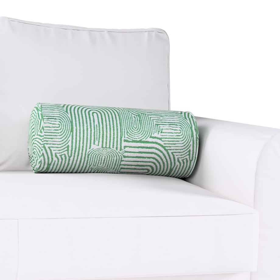 Poduszka wałek z zakładkami, miętowe łuki na kremowym tle, Ø20 x 50 cm, Cosy Home