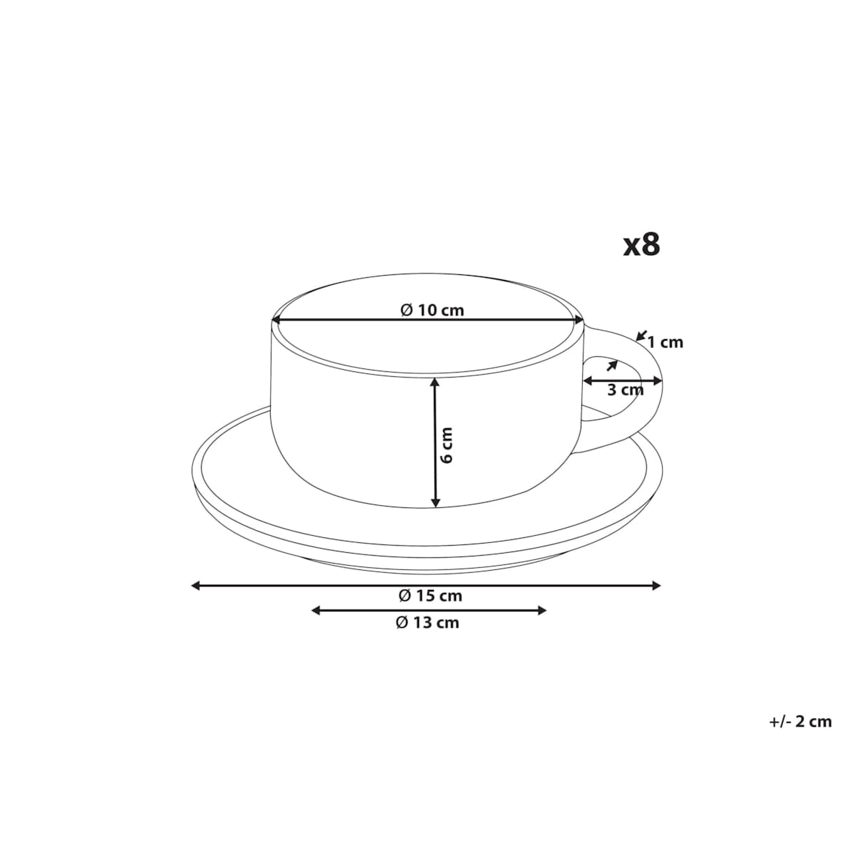 Zestaw 8 filiżanek ze spodkami SESAME Kamionka Złamana biel