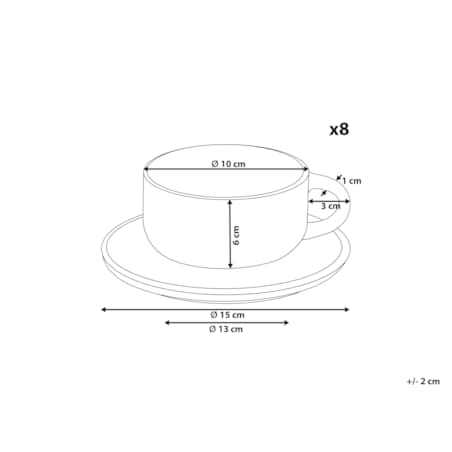 Zestaw 8 filiżanek ze spodkami SESAME Kamionka Złamana biel