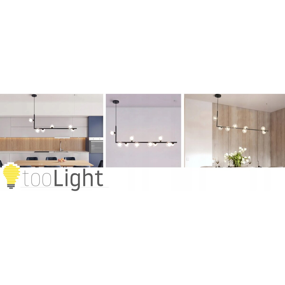 Lampa Sufitowa 8 Głowic Metalowa Czarna Industria