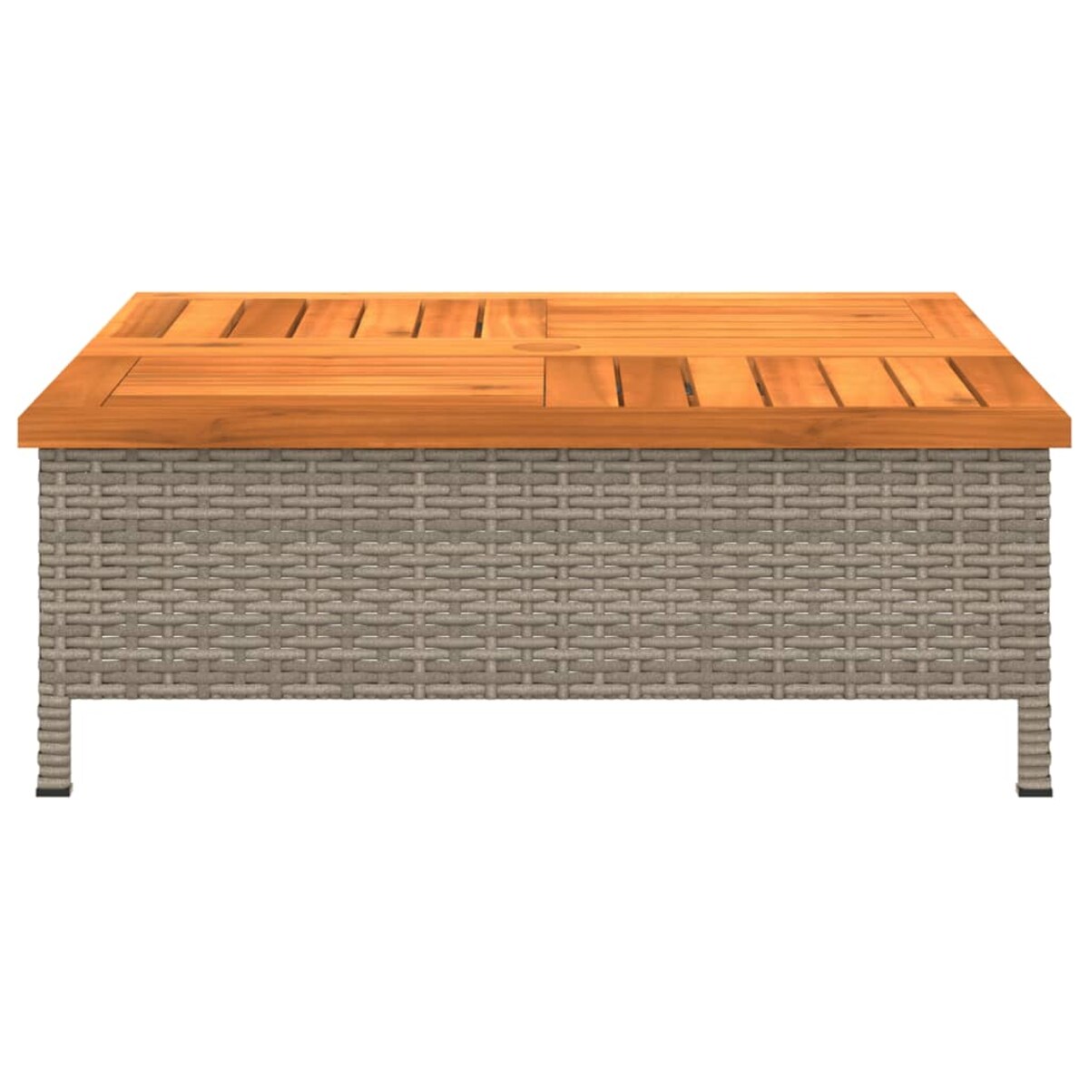 vidaXL Stolik ogrodowy, szary, 70x70x25 cm, rattan i drewno akacjowe