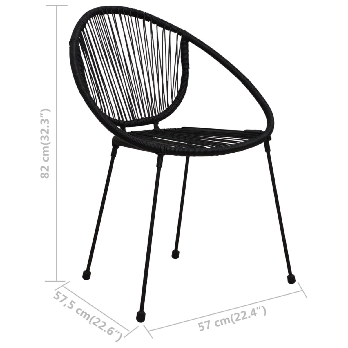 vidaXL Krzesła ogrodowe, 2 szt., rattan PVC, czarne