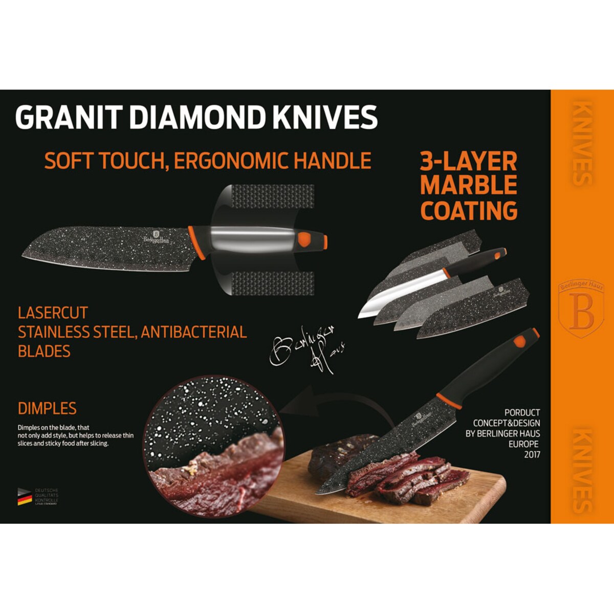 Zestaw noży z powłoką marmurową Berlinger Haus BH-2111