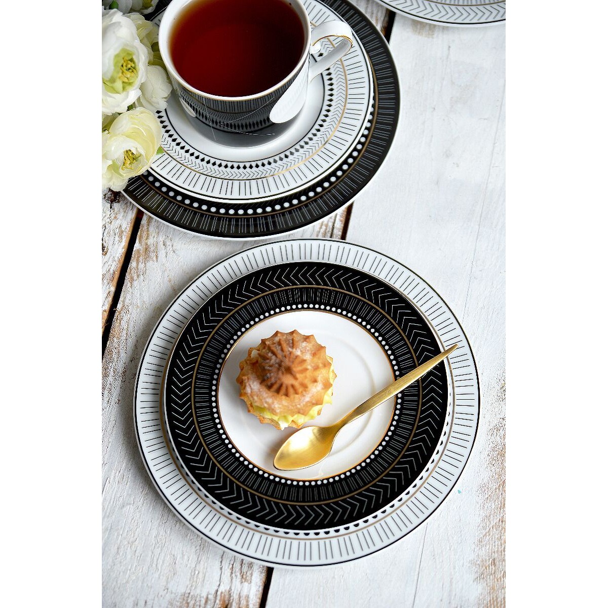 Zestaw filiżanek ze spodkami dla 6 osób 12 el. Jenny Art Deco GX48