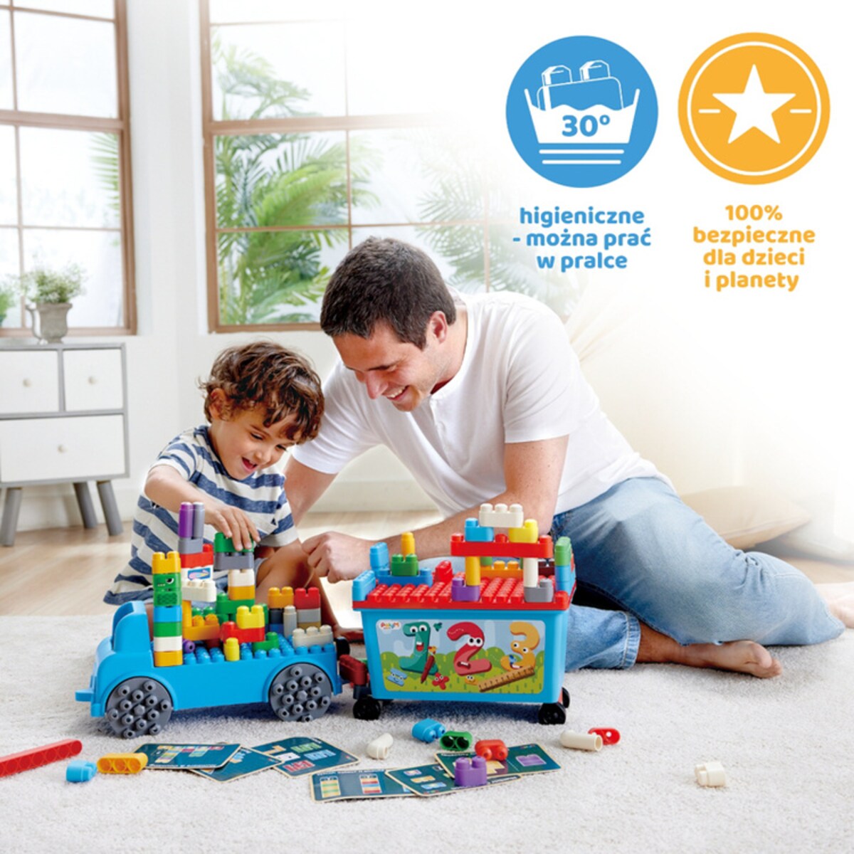 Miękkie Klocki Konstrukcyjne w Aucie Licz i Baw Się - Laweta 114 el. 18m+ PolyM