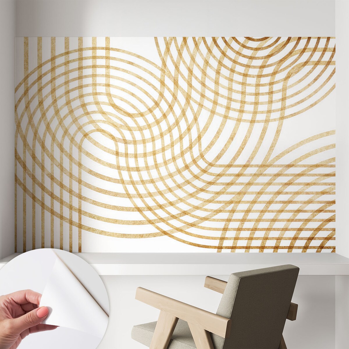 Fototapeta samoprzylepna 104x70 cm - Geometryczne sploty, tapeta ścienna biała