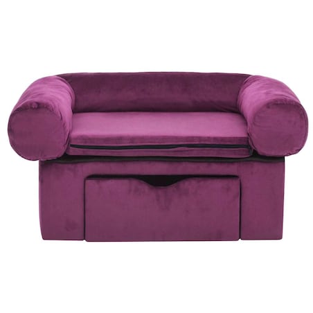 vidaXL Sofa dla psa, z szufladą, burgundowa, 75x50x38 cm, pluszowa