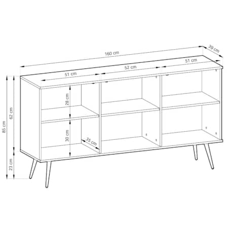 Komoda 160 POLO na wysokich złotych nożach, ryflowane fronty, czarna
