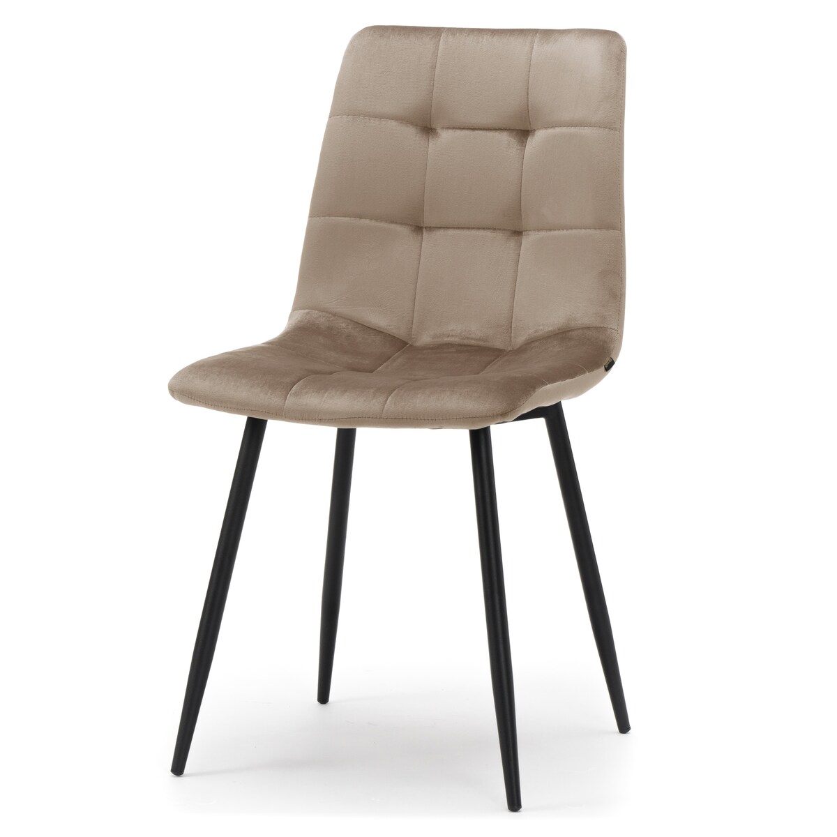 Krzesło tapicerowane pikowane welurowe do salonu jadalni PARMA ciemnobeżowa