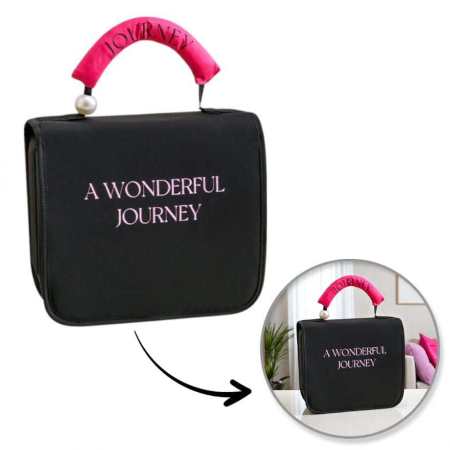 Kosmetyczka rozkładana elegancka kuferek etui z rączką czarna KS153CZ