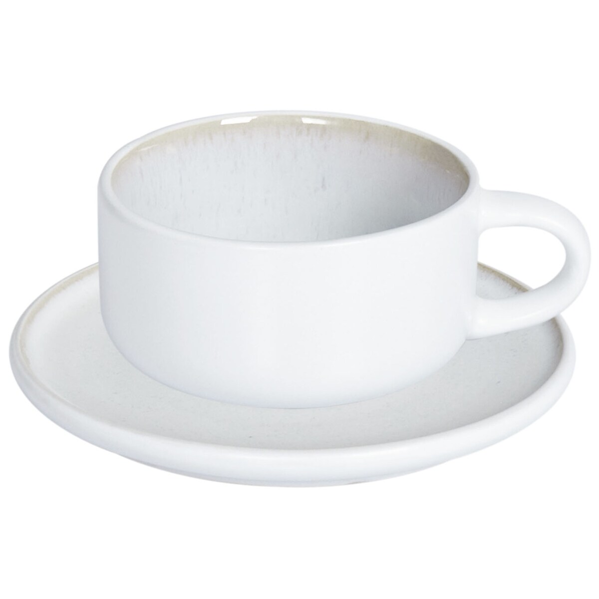 Zestaw 8 filiżanek ze spodkami SESAME Kamionka Złamana biel