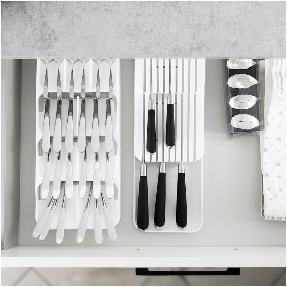 Organizer Wkład do Szuflady na Noże Kuchenne Biały 39 x 14,5 x 7,5 cm