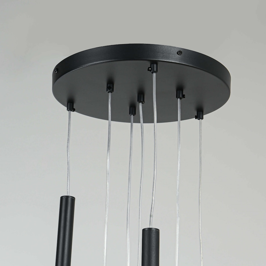 Czarna lampa wisząca Lungo metalowe tuby nad stół do salonu