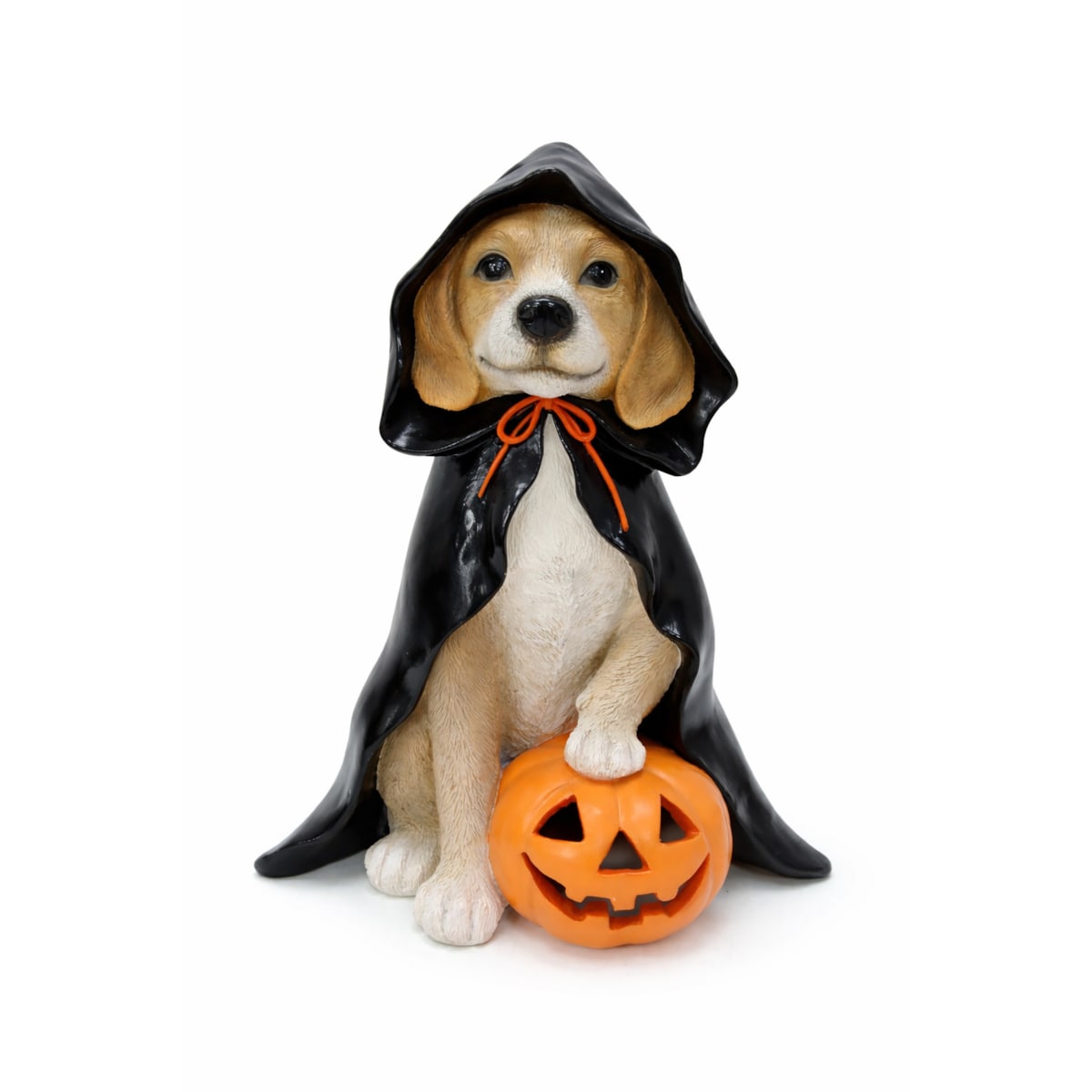 Dekoracja Halloween - pies w pelerynie 38,7x29,7x23,8 cm z dynią