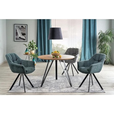 Stół okrągły TETIS 100x100 dąb/czarny