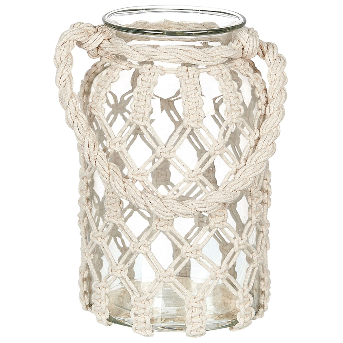 Lampion szklany makrama 31 cm biały JALEBI
