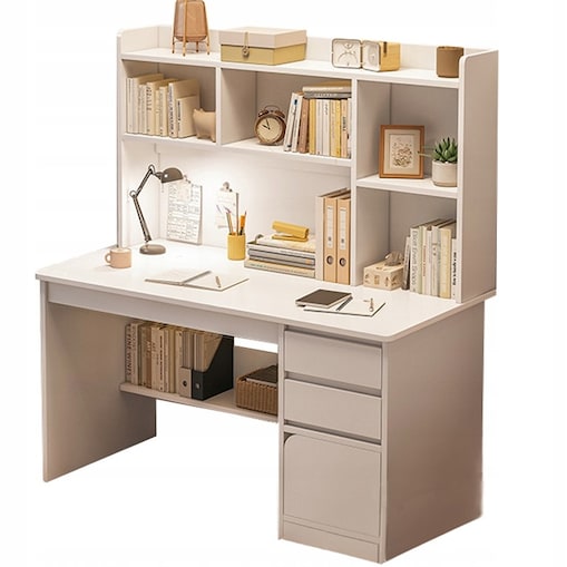 Biurko Młodzieżowe Komputerowe Stolik Loft Białe Z Regałem Nowoczesne Duże